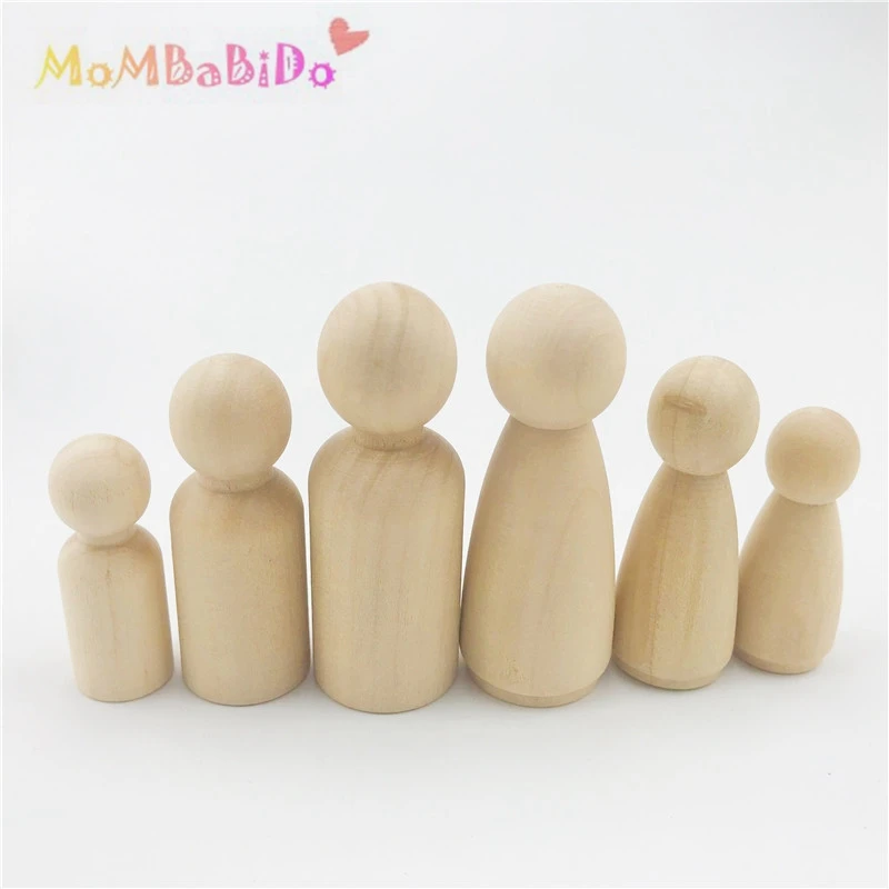 Baby Spielzeug Holzpflock Puppe 6 Stücke Kleine Familie DIY Pädagogisches Baby Inspiriert Montessori Spielzeug Weihnachtsgeschenke Kinder Spielzeug Bausteine