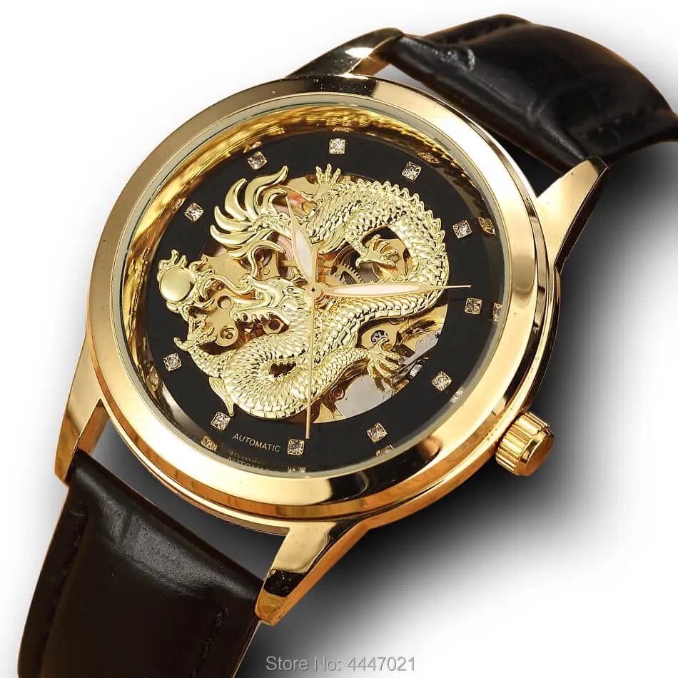 Dragon Automatic Mechanical Wristwatches Dress Leather Sports Skeleton Self Winding Clock Men Women Gifts relogios masculino