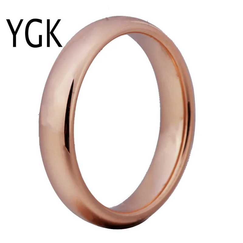 

YGK Jewelry 4mm Width Rose Golden Ring Men Tungsten Carbide Ring Trendy Fashion Ring for Women Love Ring New Wedding Band Ring