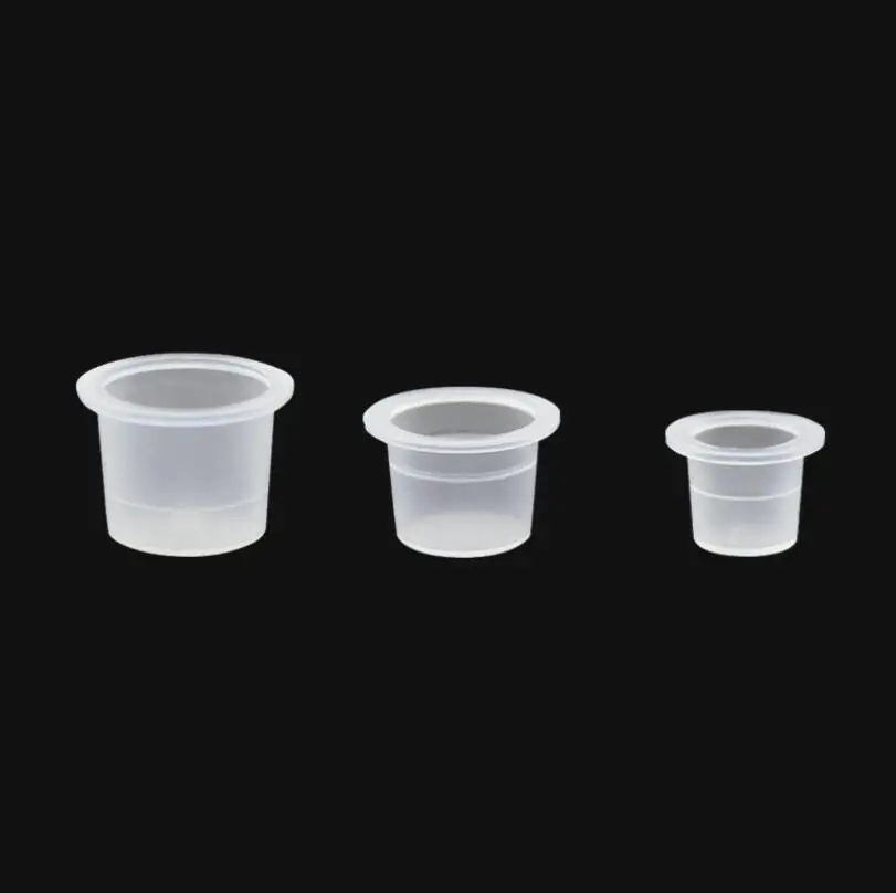 

500Pcs Tattoo Pigment Ink Cup Holder Cap for Permanent Makeup Ink Tattoo Tool Small Medium Large Size PVC White Colors