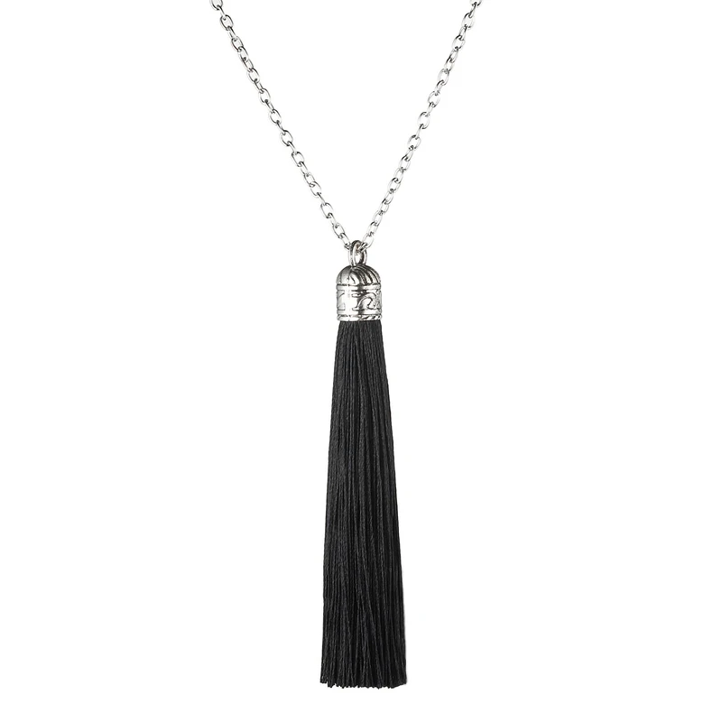 Collares con colgantes de borla Boho para mujer, collar largo bohemio con flecos de declaración étnica Vintage, cadena Collier, joyería de moda