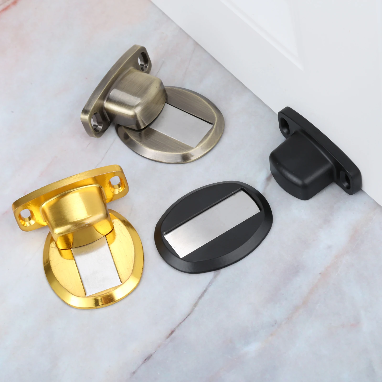 Magnetic Door Stopper Non-punch Door Holder Hidden Doorstop Furniture Door Hardware Zinc Alloy