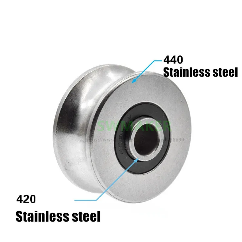 1pcs 8x35x17mm 8mm Bore Bearing with 35mm 440C Stainless Steel Pulley U Groove Track Roller Bearing High Quality