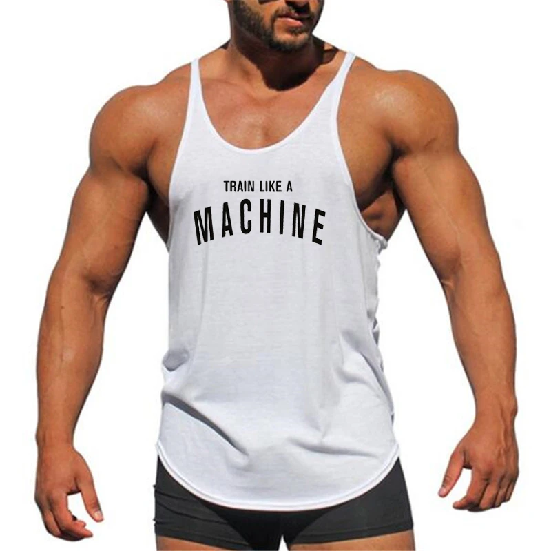 Mens gyms stringer tank top fitness vest canotta bodybuilding clothing muscle tanks singlet cotton workout Sleeveless shirt