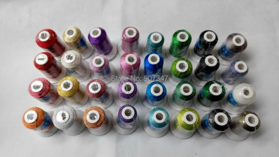 Popular metallic machine embroidery threads, 32 different colors thread for embroidery machines image 4