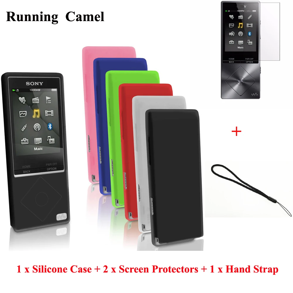 Running Camel Rubber Gel Silicone Cover Case for Sony Walkman NWZ A15 A17 A25 A27 Protective Back Skin Case Protector Film Strap