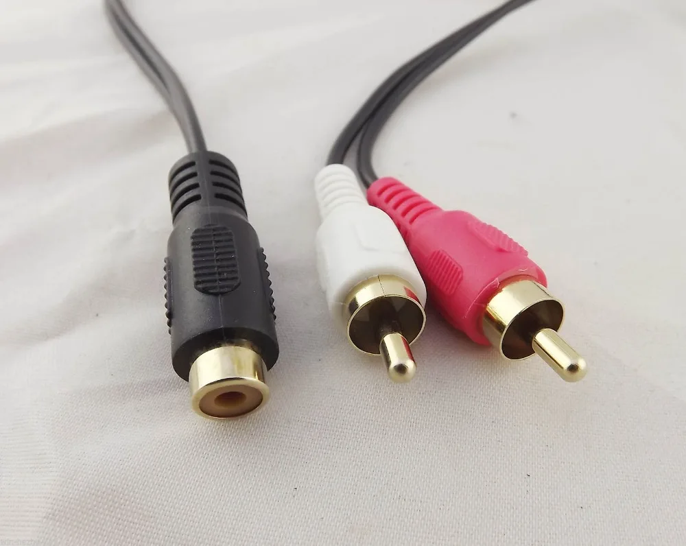 1pcs Gold Plated RCA Phono Female To 2 RCA Male Video Audio Y Splitter Cable 1ft