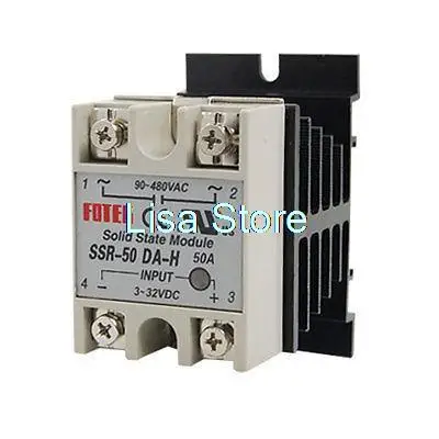 

SSR-50DA-H 50A AC 90-480V Single Phase Heat Sink Solid State Relay + Heat Sink