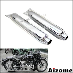 Motorcycle Exhaust Pipes Chrome Fish Tail Exhaust Mufflers For BMW K750 M1 M72 R71 R12 Dnepr MT12 URAL