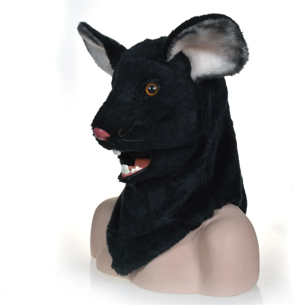 2022 HuiTai plush  handmade masked ball mouth mover masks black mouse  full-face  masks  Party props