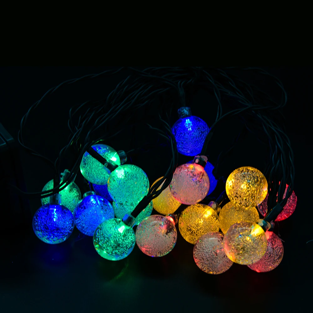 

Solar led string Light Lamp 4.8M 20 Leds Crystal Ball LED Garland String Lights for outdoor Garden Christmas Holiday Decoration