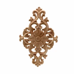 VZLX Vintage Floral Wood Carved Corner Applique Wooden Carving Decal for Furniture Cabinet Door Frame Wall Home Decor Crafts