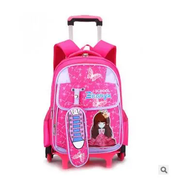 kid School Backpack On wheels Trolley School backpack bag for girls kid's luggage Rolling Bag Children wheeled Backpack for kids