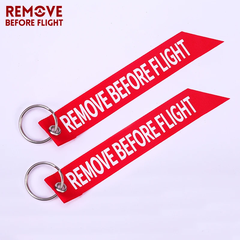 Wholesale Streamer Remove Before Flight Key Chain Chaveiro Red Print Keychain Ring for Aviation Key Ring Soft Key Chain 20 PCS