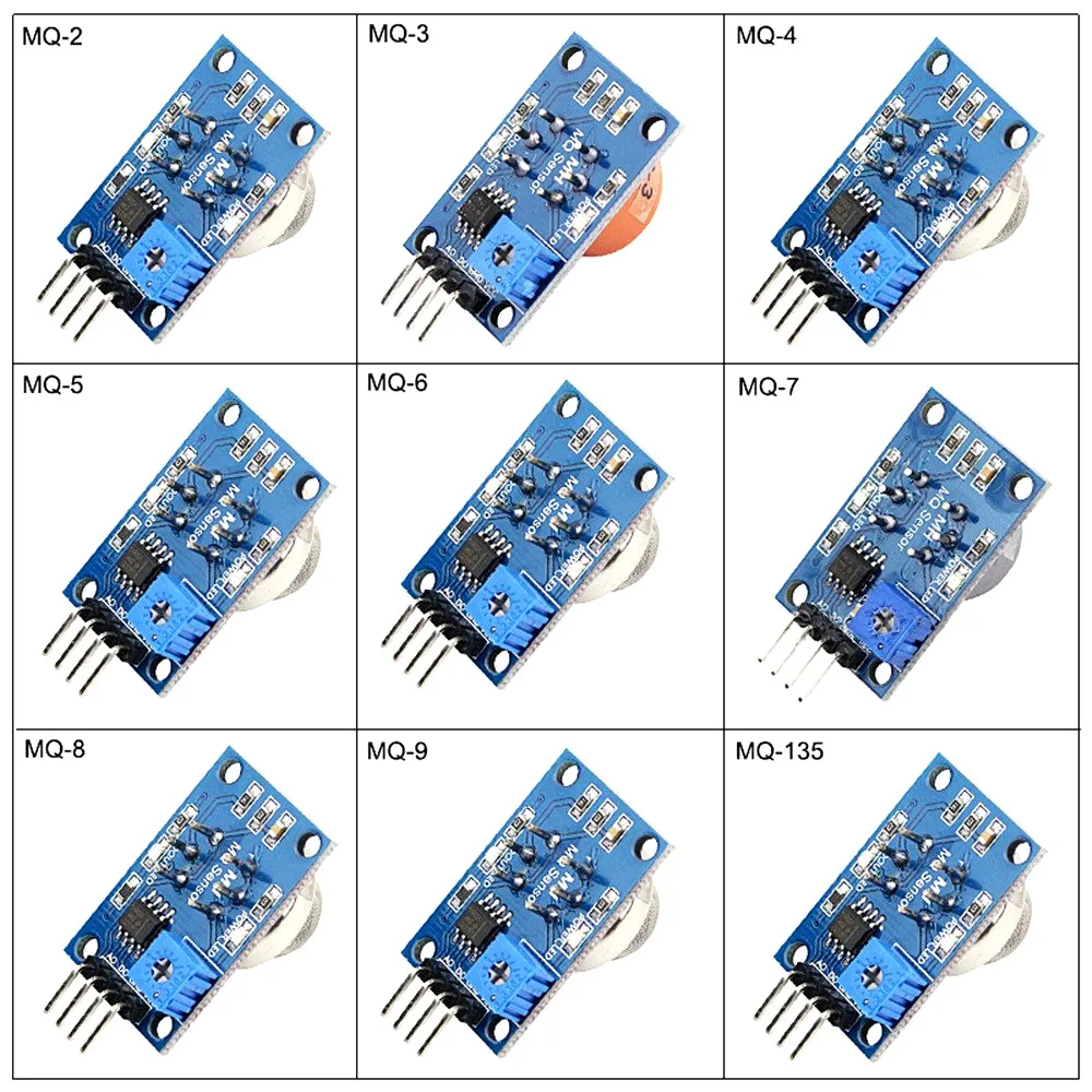 สำหรับ Arduino 9 in 1 ชุดเซนเซอร์โครงการ Super Starter ชุดสำหรับตรวจจับแก๊ส MQ2/3/4 /5/6/7/8/9/135