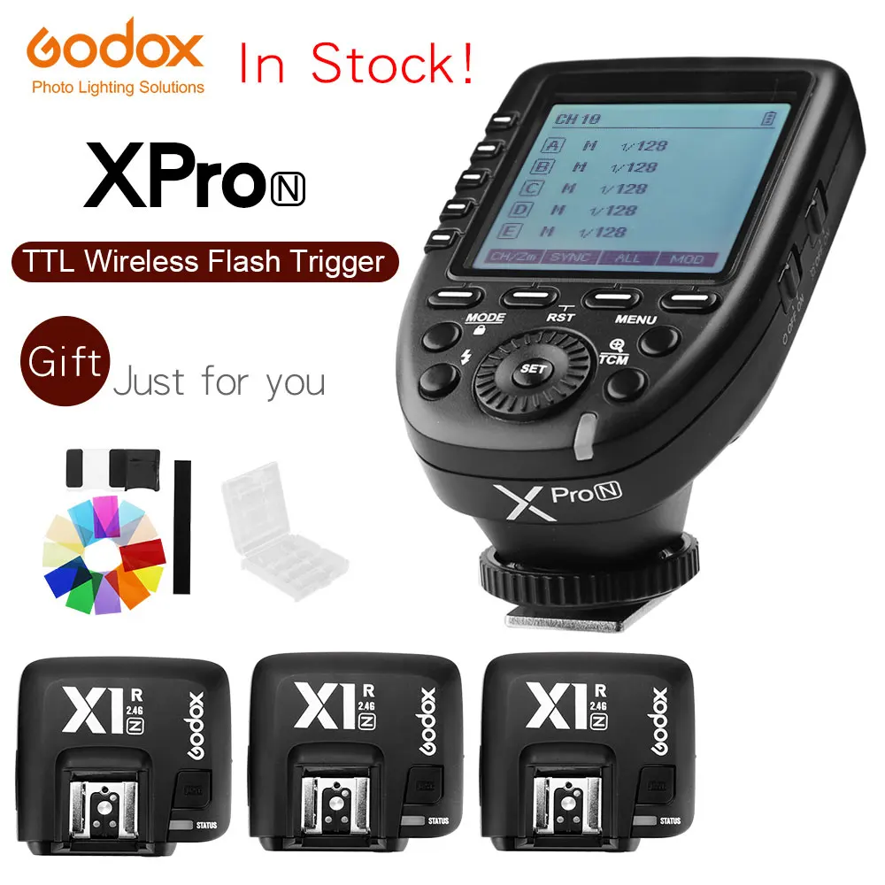 Godox Xpro-N i-TTL II 2.4G X System Wireless Control Remote Trigger with 3x X1R-N Controller Receiver Compatble for Nikon Flash