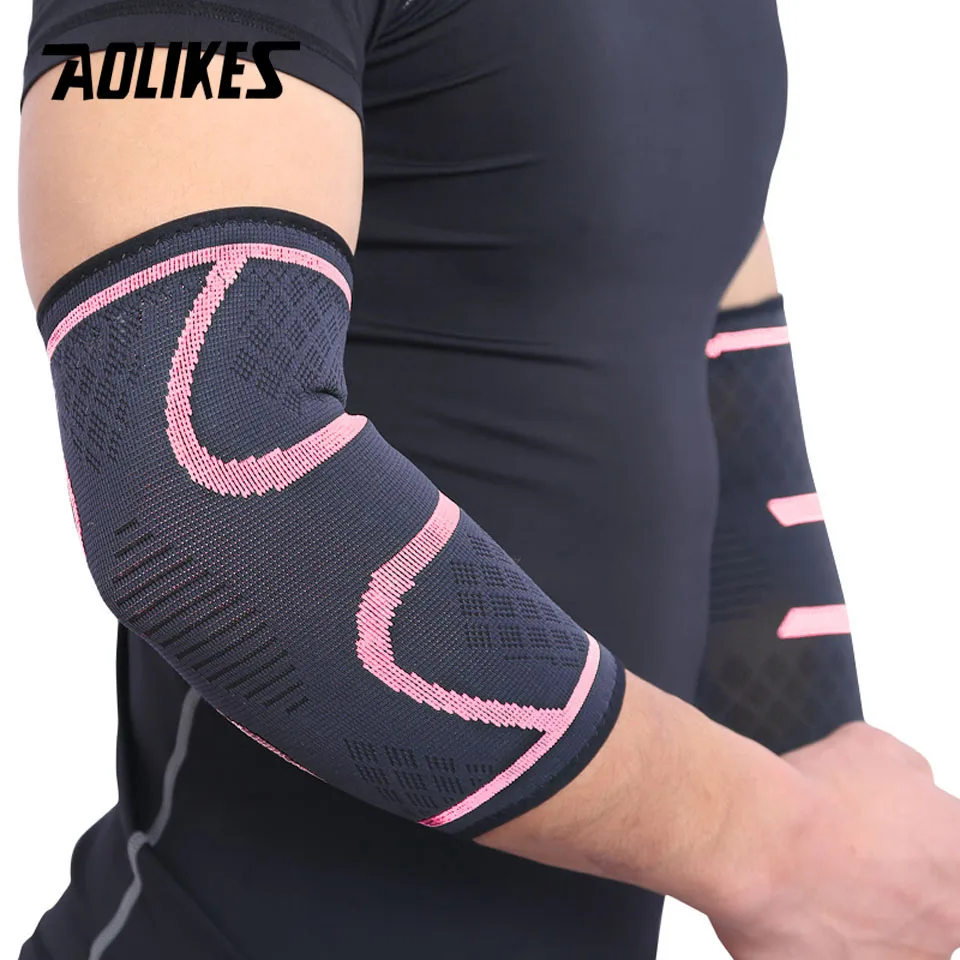 AOLIKES 1PCS 2019 New Elbow Support Elastic Gym Sport Elbow Protective Pad Absorb Sweat Sport Basketball Arm Sleeve Elbow Brace