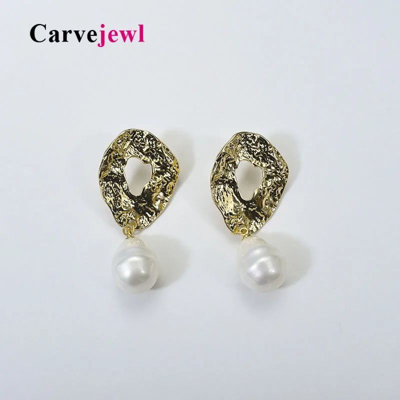 

Carvejewl drop dangle earrings metal heavy irregular geometric earrings for women jewelry new fashion simulated pearl earrings