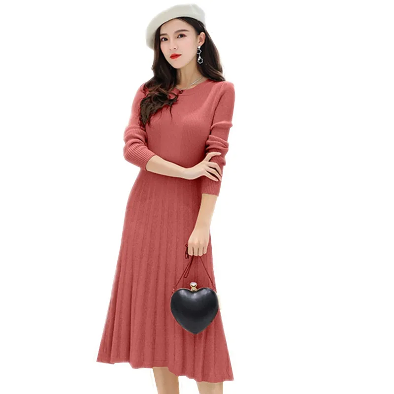 

2023 Women's Winter Knit Dress Long Sleeve Warm Casual Dress Slim Medium Long Fashion Women's Autumn Elasticity clothing Dresses