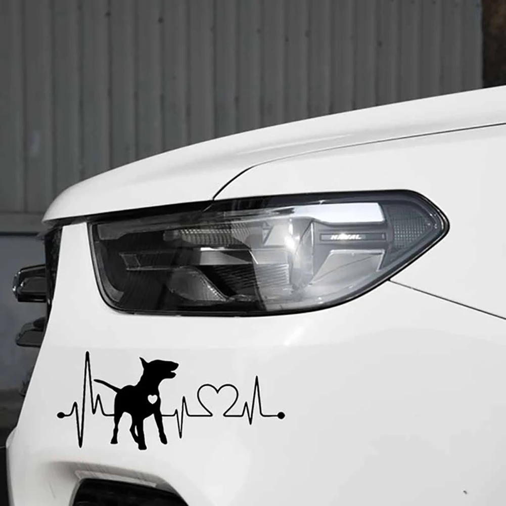 Bull Terrier Dog Electrocardiogram Car Body Window Decals Sticker Decoration araba aksesuar