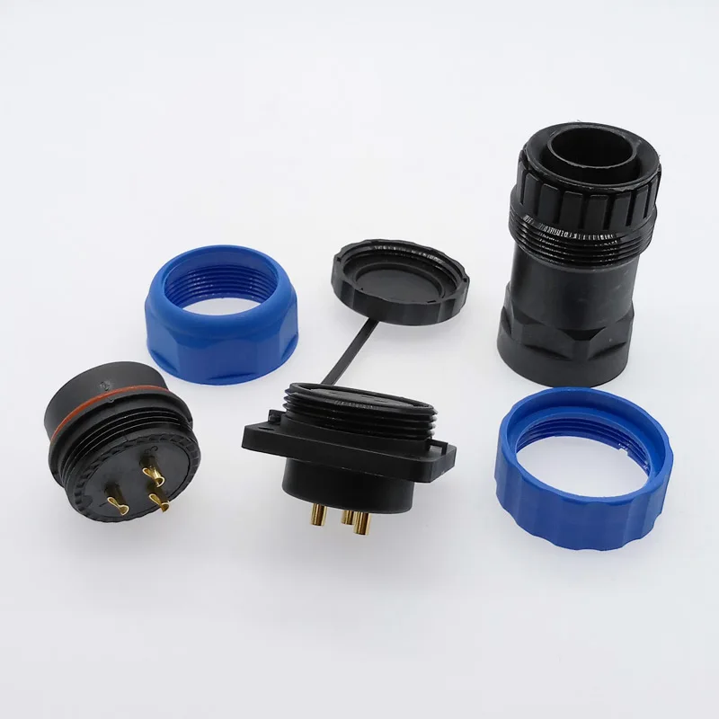 SP28 corrugated pipe waterproof connector IP68 plug and  Flange socket 2 pin 3/4/5/6/7/9/10/12/14/16/19/22/24/26Pin image 6