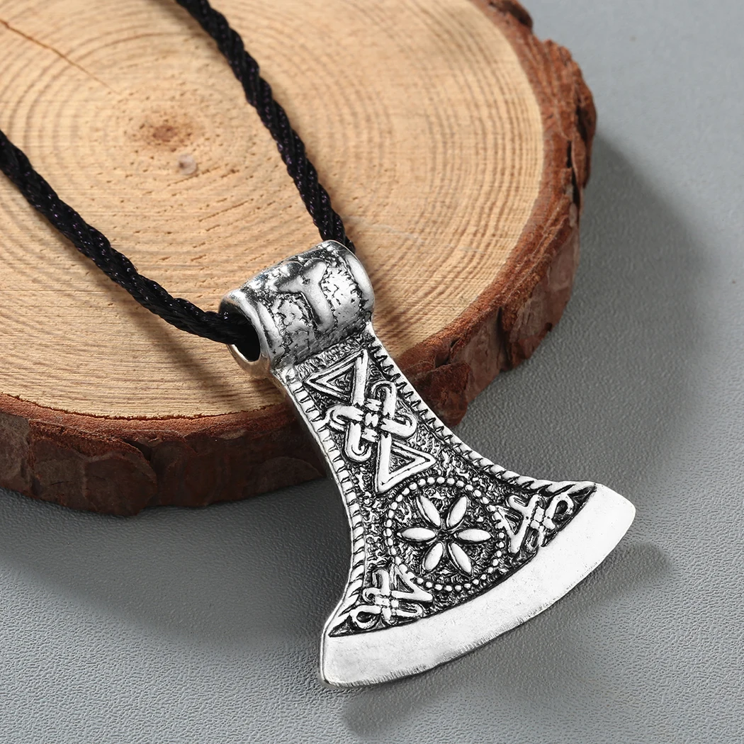 Cxwind Antique Slavic Axe Pendant Amulet Kolovrat Symbol Pagan Flower Jewelry Amulets and Talismans Pendants Necklaces