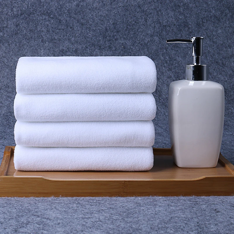 

70*140cm White Color Rectangle Bath Towel for Adults Hotel Bamboo Fiber Polyester Bathtub Towels for Bathroom Quick Dry Towel