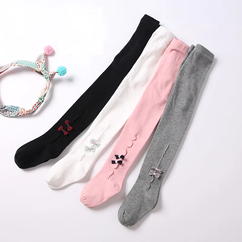 

3psc/lot Hot Selling High-end Cotton Baby Bottom Pantyhose Knitted Bowknot Add Fork Design Elastic Simple Comfortable Tights