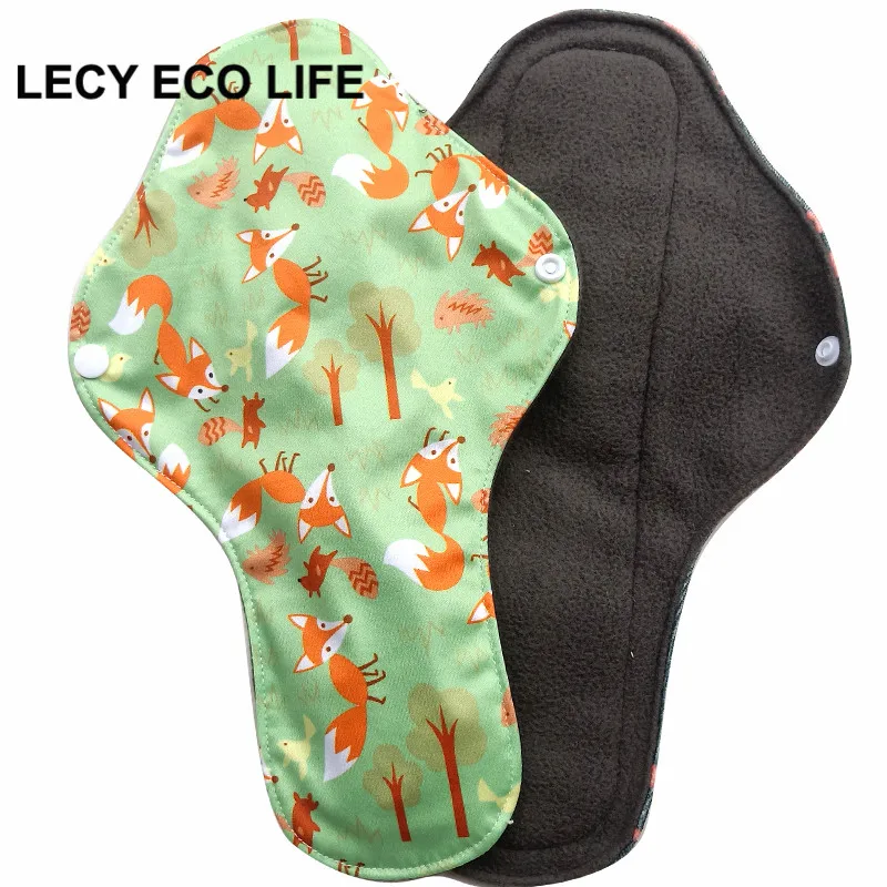 LECY ECO LIFE bamboo charcoal reusable cloth menstrual pads waterproof heavy flow 30cm Women Feminine Hygiene sanitary pad