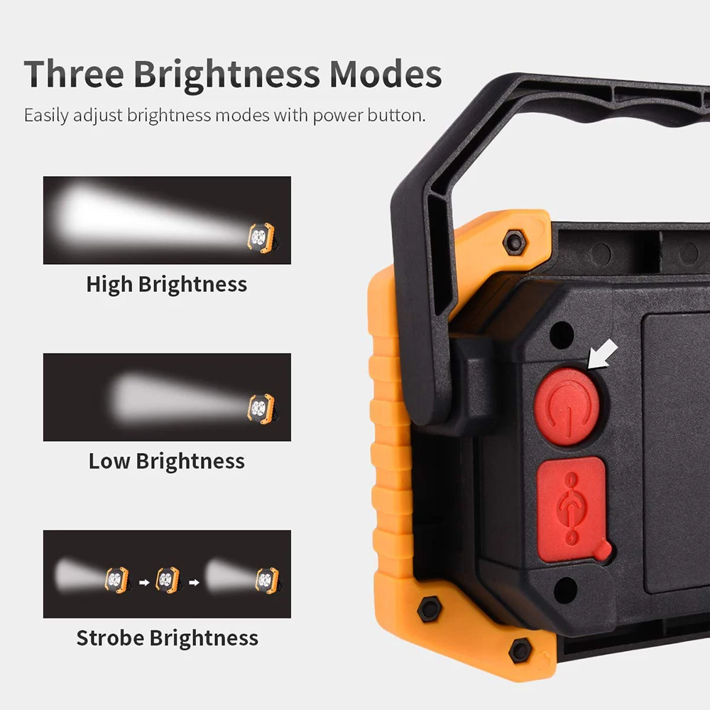 Portable LED Flashlight COB Work Light Floodlight Searchlight Waterproof USB Rechargeable Power Bank For outdoor lighting