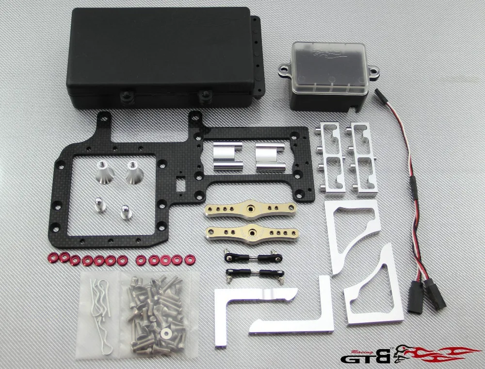 GTBracing LOSI 5IVE T Carbon Dual steering Servos conversion with Large Battery Compartment Bracket