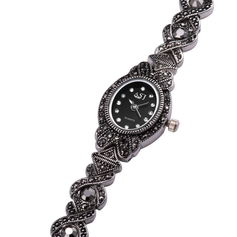 Ladies Black Vintage Bracelet Watch, Women\'s Watches for Small Wrists, Girls Quartz Watch