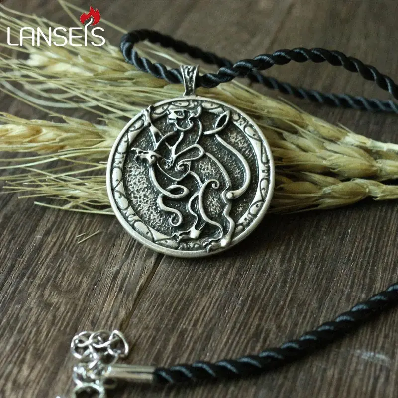 

lanseis10pc CH-876-C celt symbol cat animal pendant necklace Double sided pendant