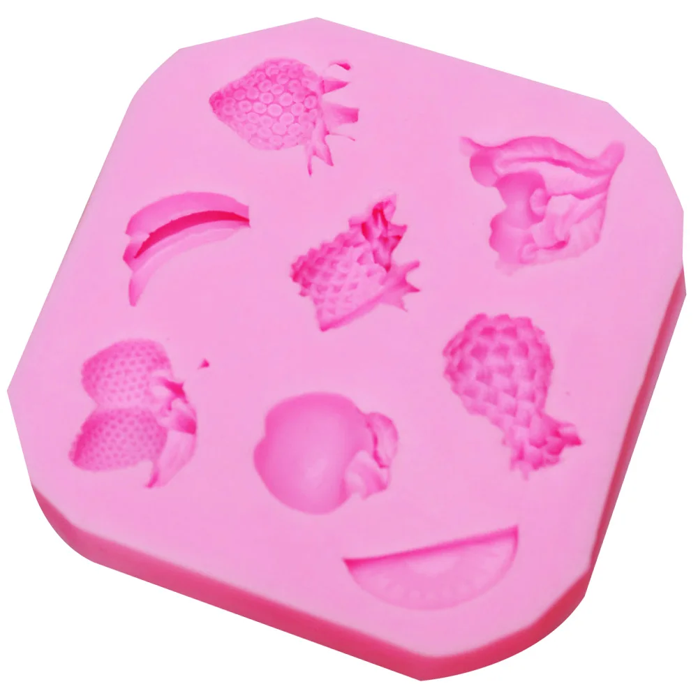 M279 Pineapple Banana Strawberry Cherry Apple Kiwi Fruit Chocolate Cake Decorating Tools DIY Fondant Silicone Mold