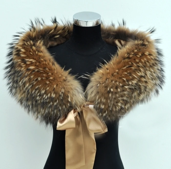 

ZDFURS * hot sale high quality raccoon fur collar Wedding bride fur cape raccoon fur scarf raccoon fur cape shawl warps