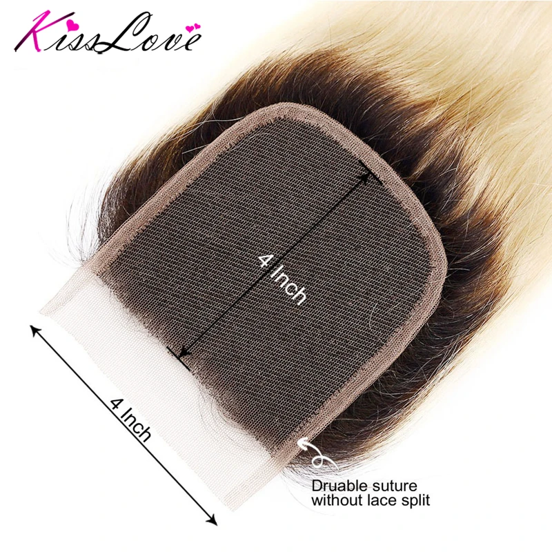 Kuss Liebe Ombre Bundles mit Verschluss Indische 1B 613 Farbe Menschliches Haar 3 Bundles Mit Spitze Verschluss Gerade Haar erweiterung