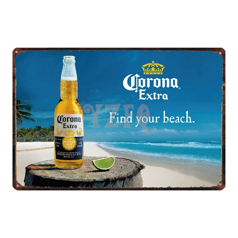 Corona Beer Metal Tin Sign Plaque Vintage Beach Retro Plate Wall Pub Restaurant Home Art Music Bar Decor Wall Poster DU-2612