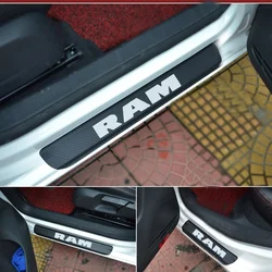 For Dodge RAM Carbon Fiber Car Door Sill Sticker Anti Scratch None Slip Door Sill Guard Lnterior Decoration Scuff Car Styling