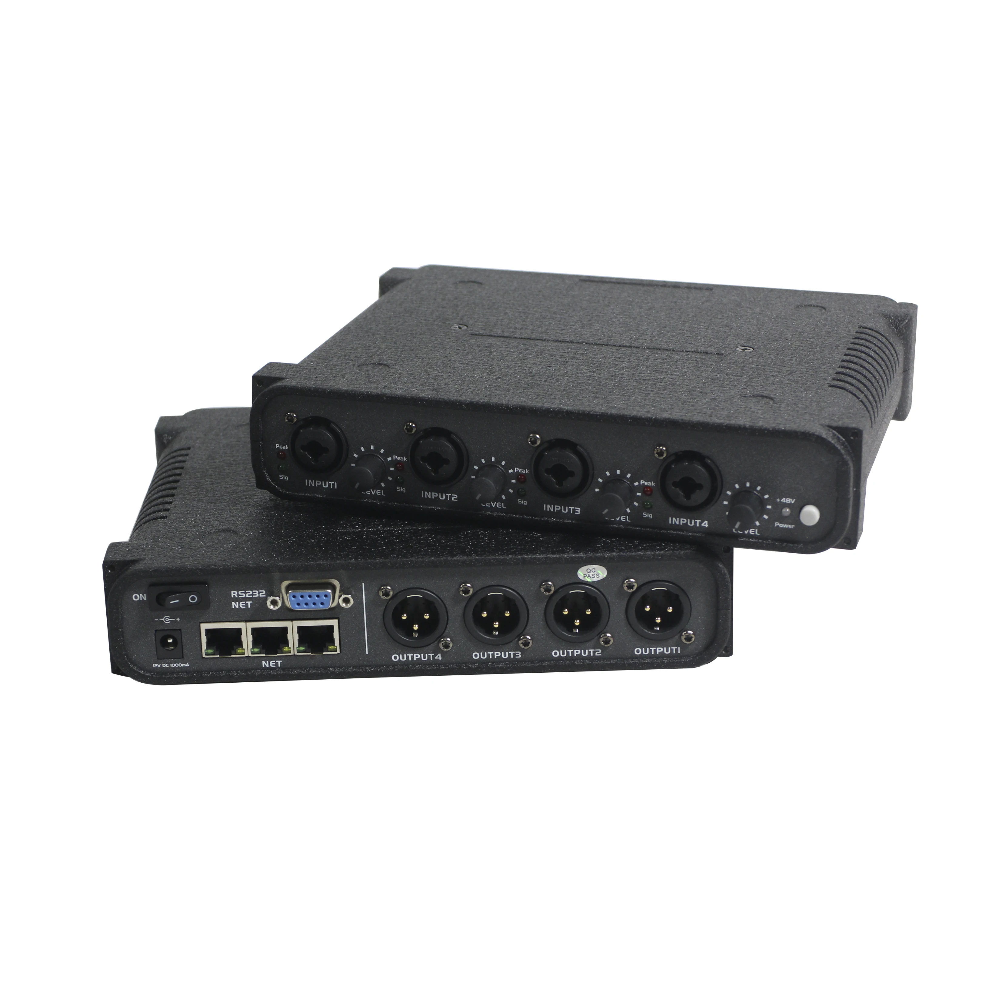 521016 4 in 4 out Dante Converter/Transmitter With Microphone XLR Male and Combo Connector and Gain Control