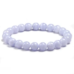 Natural A+Blue Lace Agate Bracelet Women Men Jewelry Stone 6mm 8mm 10mm Beaded Charm Bracelets Bangles Handmade Energy Gift