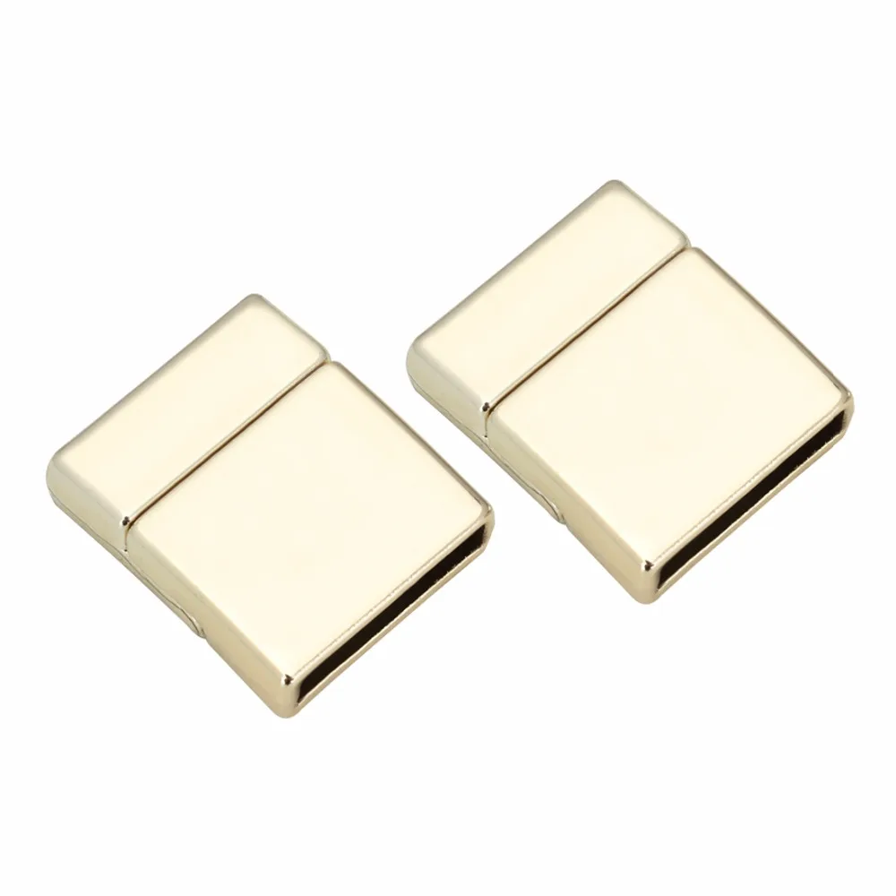 Fivelas magnéticas quadradas de liga de ouro, 5 peças cabe 15*3mm corda de couro plano para pulseiras jóias diy fecho