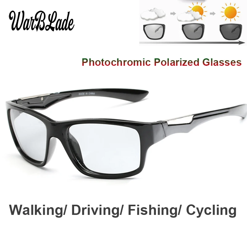 

WarBLade Photochromic Sunglasses Men Driving Fishing Polarized Goggles Sunglasses Men Driving Chameleon Discoloration Sunglasses