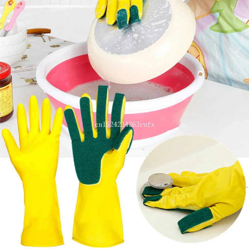 

100pcs(50pairs) Latex-made Kitchen Cleaning Gloves Reusable Sponge Fingers Dishwashing Household Cleaning Tools Free Shipping