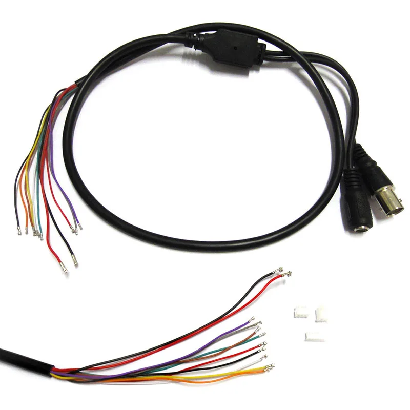 1.5T 11Pin BNC Video DC12V Power OSD Control Pigtail Cable Analog CCTV Camera Module Board Menu Button end cable, black, white