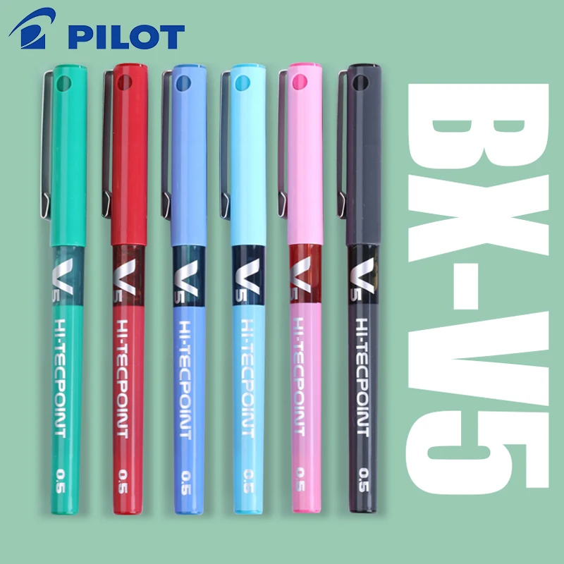 7pcs/Batch Japan Pilot Needle Tube Gel Pen Large Capacity Water Pen 0.5mm 7 Colors Optional BX-V5 Cute School Stationery