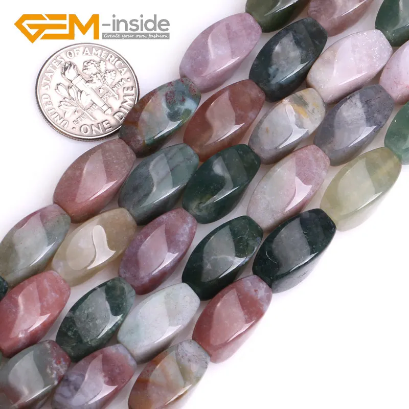 8x16mm Gem stone Natural Stone Twist Indian Agates Beads Loose Strand Beads 15\