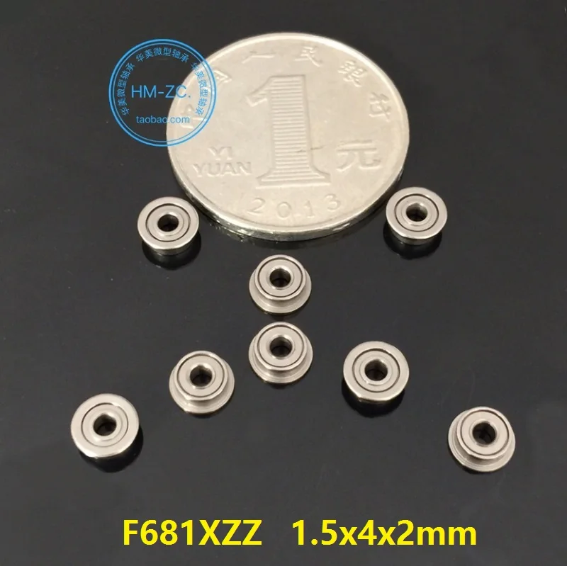 

50pcs/100pcs/500pcs F681XZZ F681X ZZ F681 XZZ 1.5x4x2 mm Full ball (without cage) flange Deep Groove Ball Bearing 1.5*4*2mm