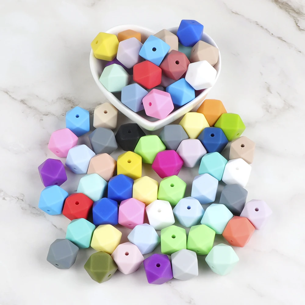 BOBO.BOX 10pcs Hexagon Silicone Beads 14mm Food Grade Baby Teether BPA Free DIY Necklace Pacifier Chain Baby Teething Care Gift