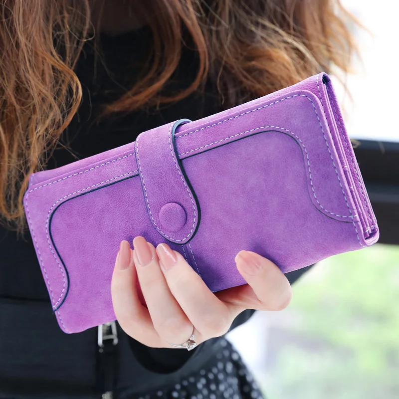 New arrival Fashion Nubuck leather Long Women wallets hasp clutch handbags multifunctional designer ladies purse card holder