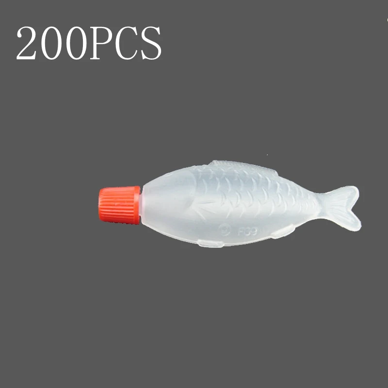 200Pcs Mini Small Fish Shape Bottle Soy Sauce Sushi Portable Plastic Container Multipurpose Sample Box Storage Organizer ZXY9707